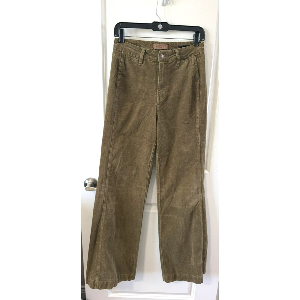 Nwot Judy Blue High Waist Retro Wide Corduroy Pants Women Size 3/26 Olive Green